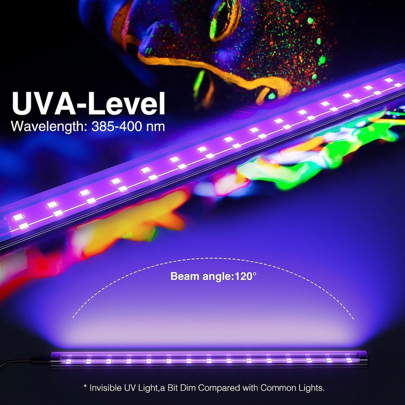 Onforu 2 Pack 10W LED Black Light Bar, 1ft, USB Blacklight Tube, Blacklight Bars with Switch, Black Light for Fluorescent Tapestry Poster, Cabinet, Glow Party, Halloween, Classroom, Body Paint - Image 2